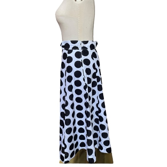 eShakti White Black Polka Dot A-Line Skirt Sz Small​​ - Picture 3 of 9